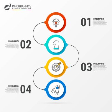 Infographic tasarım şablonu. İş kavramı ile 4 adımlar