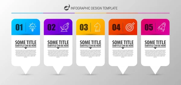 Infografische Design-Vorlage. Geschäftskonzept mit 5 Schritten — Stockvektor