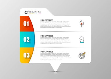 Infographic tasarım şablonu. 3 adımda ile iş kavramı
