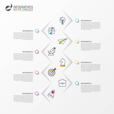 Infographic tasarım şablonu. 8 adımlı zaman çizelgesi konsepti. İş akışı düzeni, diyagram, pankart, web tasarımı için kullanılabilir. Vektör illüstrasyonu