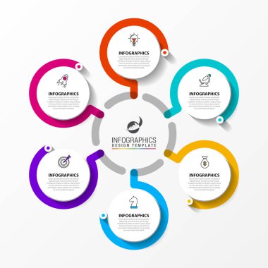 Infographic tasarım şablonu. 6 adımlar ile yaratıcı kavramı