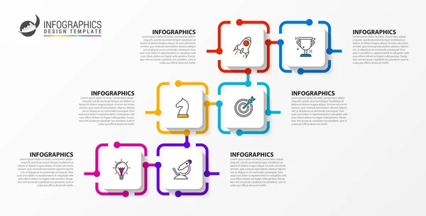 Infographic 디자인 서식 파일입니다. 6 단계와 창조적인 개념 — 스톡 벡터