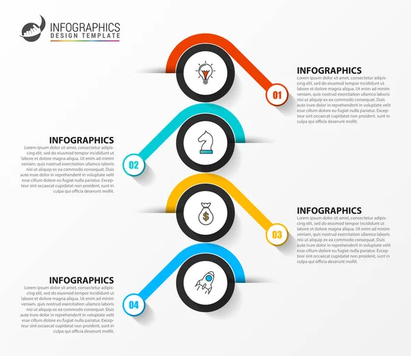 Modello di progettazione infografica. Concetto creativo con 4 passaggi — Vettoriale Stock