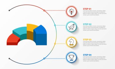 Infographic tasarım şablonu. 4 adımlar ile yaratıcı kavramı
