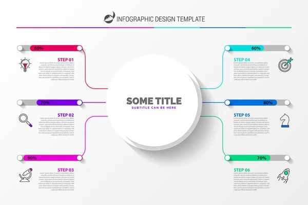 Infographic design template. Creative concept with 6 steps. — Stock Vector