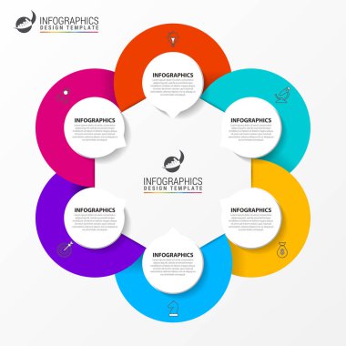 Infographic tasarım şablonu. 6 adımlar ile yaratıcı kavramı