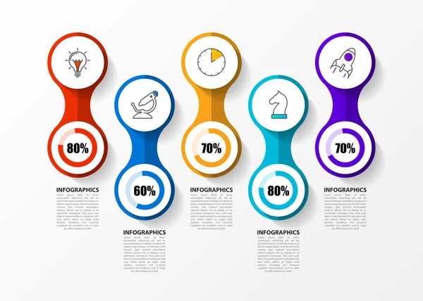 Modelo de design infográfico. Conceito criativo com 5 passos — Vetor de Stock