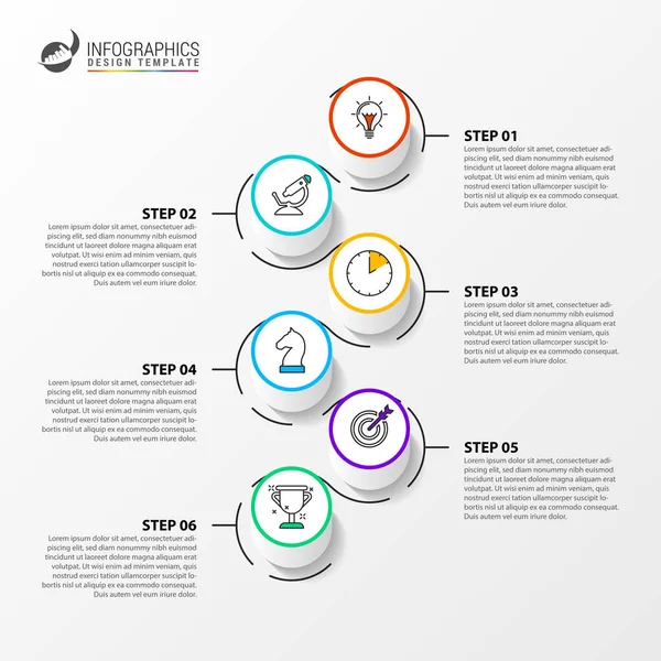 Infografische Design-Vorlage. Kreatives Konzept mit 6 Schritten — Stockvektor