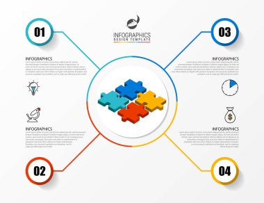 Infographic tasarım şablonu. 4 adımlar ile yaratıcı kavramı
