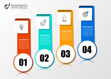 Infographic tasarım şablonu. 4 adımlar ile yaratıcı kavramı