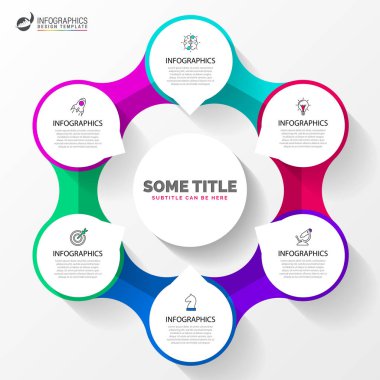 Infographic tasarım şablonu. 6 adımlar ile yaratıcı kavramı