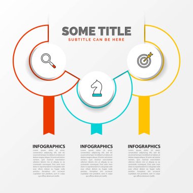 Infographic tasarım şablonu. 3 adımda yaratıcı konseptiyle