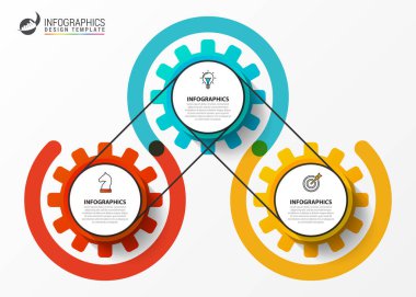 Infographic tasarım şablonu. 3 adımda yaratıcı konseptiyle