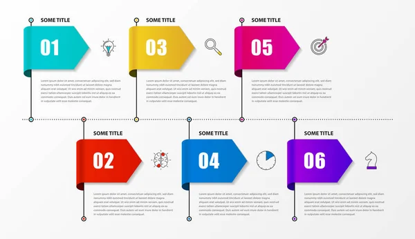 Infographic 디자인 서식 파일입니다. 6 단계와 타임 라인 개념 — 스톡 벡터
