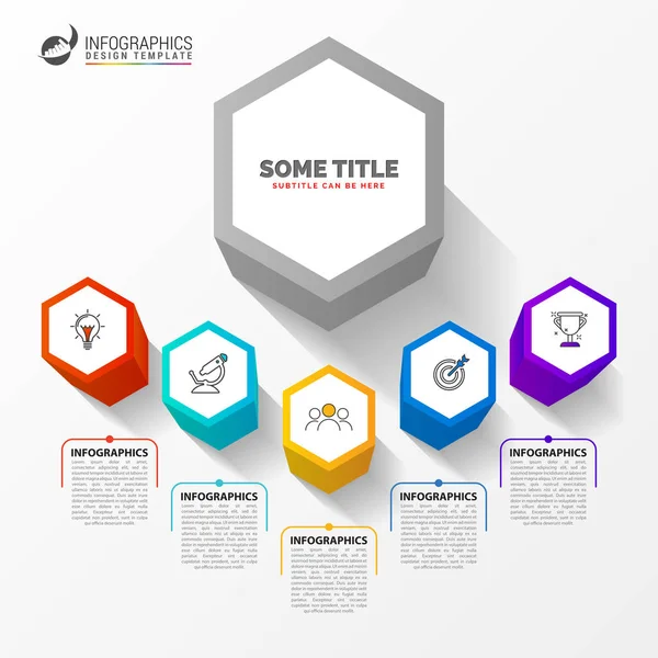 Infographic ontwerpsjabloon. Creatief concept met 5 stappen — Stockvector