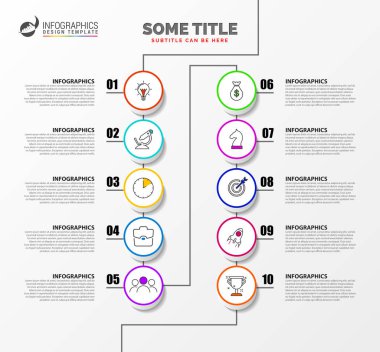 Infographic tasarım şablonu. Zaman çizelgesi kavramı ile 10 adım