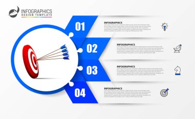 Infographic tasarım şablonu. 4 adımlar ile yaratıcı kavramı
