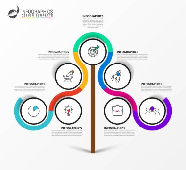 Infographic tasarım şablonu. 7 adımlar ile yaratıcı kavramı