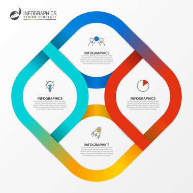 Infographic tasarım şablonu. 4 adımlar ile yaratıcı kavramı