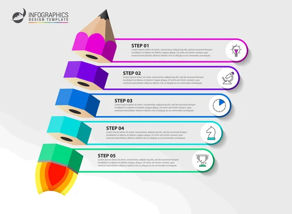 Infografische Design-Vorlage. Kreatives Konzept mit 5 Schritten — Stockvektor