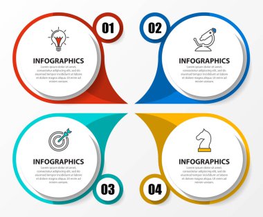 Infographic tasarım şablonu. 4 adımlar ile yaratıcı kavramı
