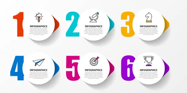 Infographic ontwerpsjabloon. Creatief concept met 6 stappen — Stockvector