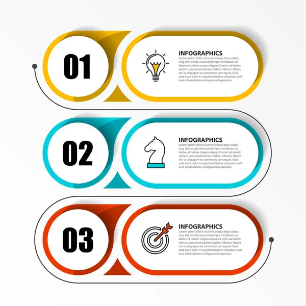 Infographic tasarım şablonu. 3 adımda yaratıcı konseptiyle