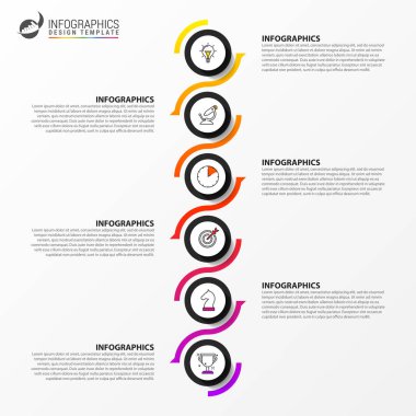 Infographic tasarım şablonu. 6 adımlar ile yaratıcı kavramı