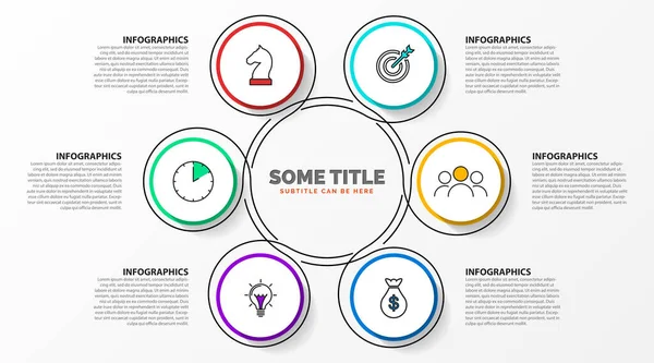 Infographic tasarım şablonu. 6 adımlar ile yaratıcı kavramı — Stok Vektör