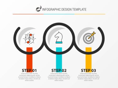 Infographic tasarım şablonu. 3 adımda yaratıcı konseptiyle
