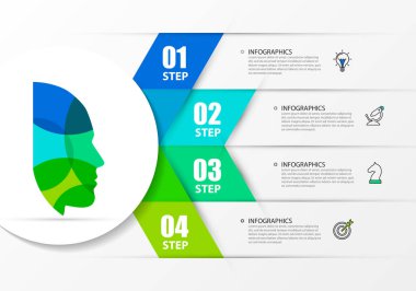 Infographic tasarım şablonu. 4 adımlar ile yaratıcı kavramı