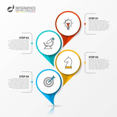 Infographic tasarım şablonu. 4 adımlar ile yaratıcı kavramı