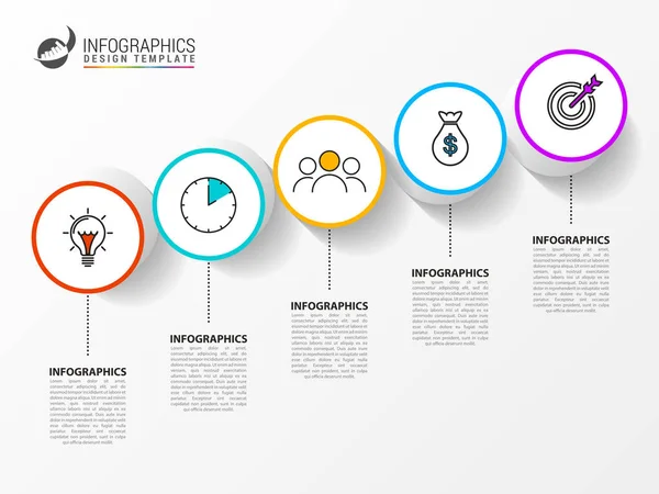 Modèle de conception d'infographie. Concept créatif en 5 étapes — Image vectorielle