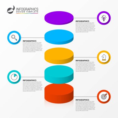 Infographic tasarım şablonu. Yaratıcı 5 adım konseptiyle
