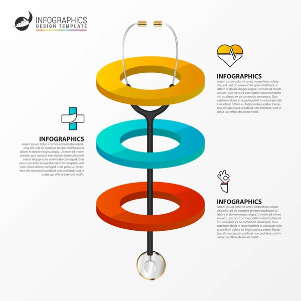 Medycznych Zdrowotnych Infografika Szablon Projektu Stetoskop Ilustracja Wektorowa — Wektor stockowy