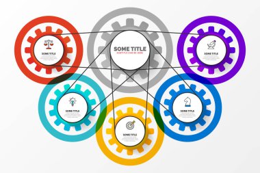 Infographic tasarım şablonu. 5 adımlı yaratıcı bir kavram. İş akışı düzeni, diyagram, pankart, web tasarımı için kullanılabilir. Vektör illüstrasyonu