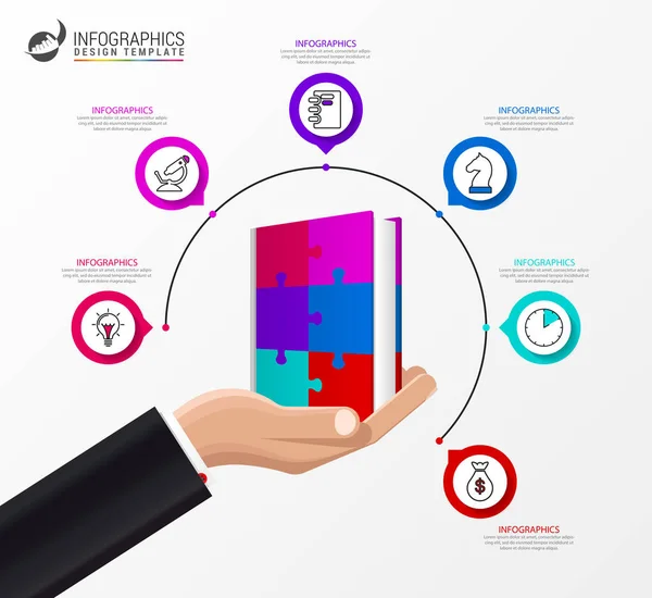 Infografikai Tervezési Sablon Kreatív Koncepció Lépéssel Használható Munkafolyamat Elrendezés Diagram — Stock Vector