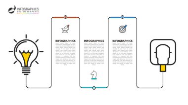 Infographic tasarım şablonu. Üç adımlı yaratıcı bir kavram. İş akışı düzeni, diyagram, pankart, web tasarımı için kullanılabilir. Vektör illüstrasyonu