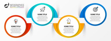 Infographic tasarım şablonu. Dört adımlı yaratıcı bir kavram. İş akışı düzeni, diyagram, pankart, web tasarımı için kullanılabilir. Vektör illüstrasyonu