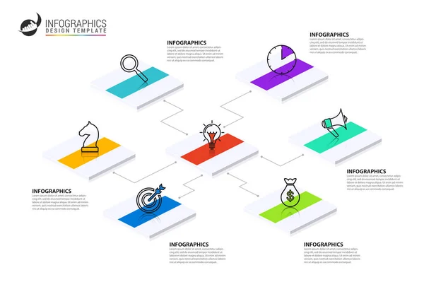 Infographic Tasarım Şablonu Basamaklı Yaratıcı Bir Kavram Akışı Düzeni Diyagram — Stok Vektör
