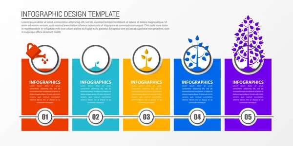 Infographic设计模板 有五个步骤的创意概念 可用于工作流布局 网页设计 矢量说明 — 图库矢量图片