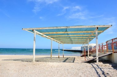 Boş sabah plaj, Karadeniz / büyük tente Arcadia, plaj, Odessa, Ukrayna