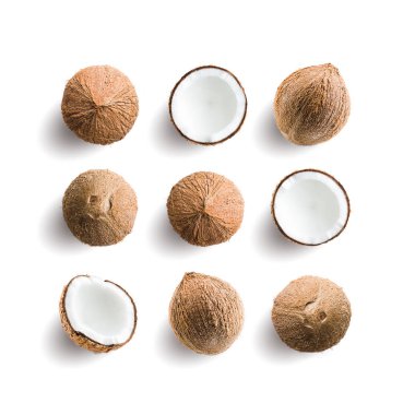 Tropikal meyve ile Seamless modeli. Beyaz izole Hindistan cevizi 