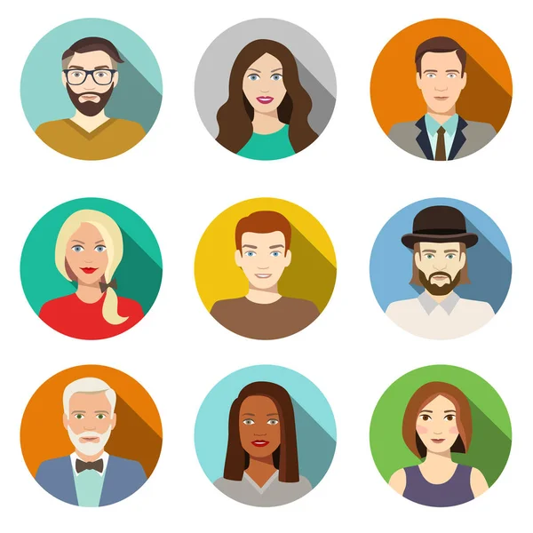 Conjunto Iconos Diseño Plano Avatar Personajes Para Web Ilustración Vectorial — Archivo Imágenes Vectoriales