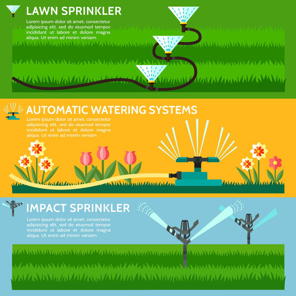Automatic Sprinklers Watering. Vector Illustration