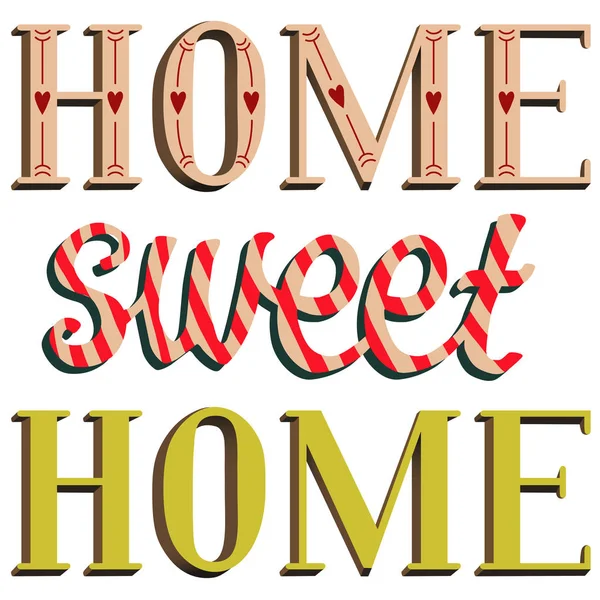 Γράμματα Σχεδιασμό Σπίτι Γλυκό Σπίτι — Διανυσματικό Αρχείο