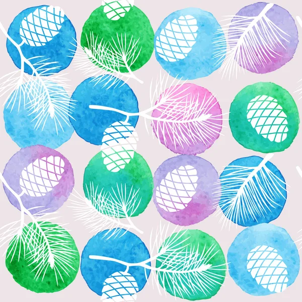 Vector Watercolor Stains Hand Painted Colorful Circles Vector Pine Cones Vector Graphics