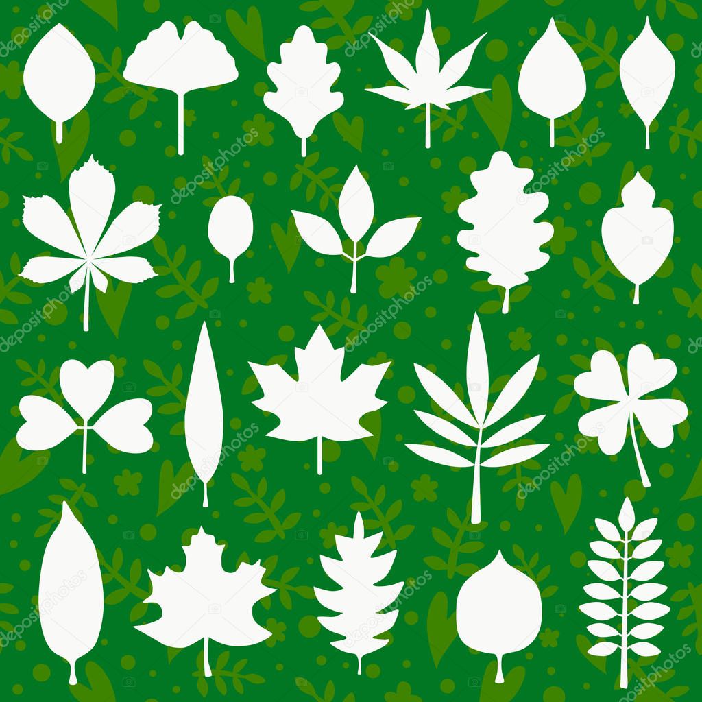 Vector collection of tree leaf silhouettes
