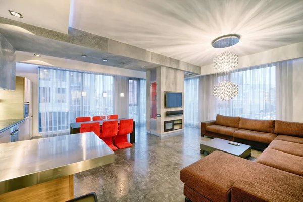Interieur design keuken woonkamer in luxe nieuw appartement