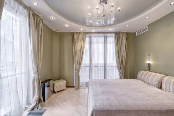 Russie Moscou Design Intérieur Moderne Chambre Coucher Ville Immobilier — Photo